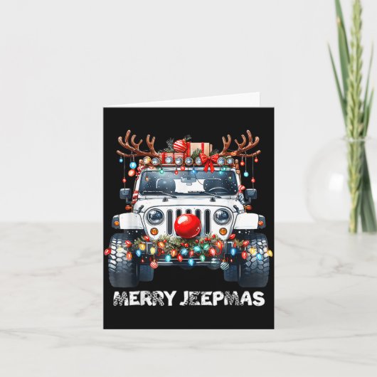 Merry Jeepmas Ugly Light Reindeer Christmas  カード (正面)