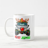Merry Jeepmas Ugly Light Reindeer Christmas コーヒーマグカップ (左)
