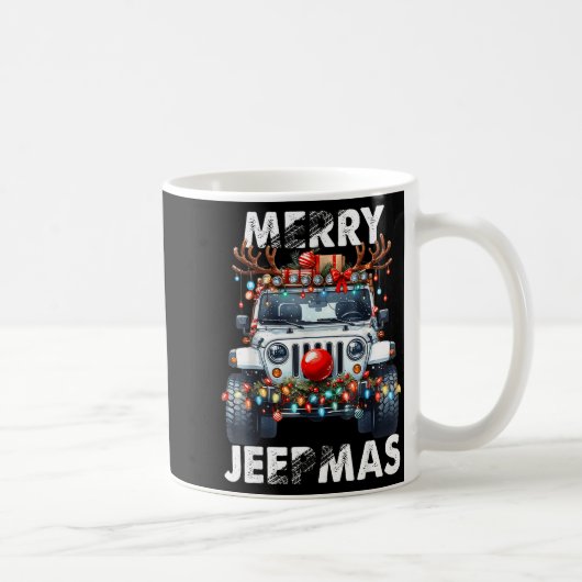 Merry Jeepmas Ugly Light Reindeer Christmas  コーヒーマグカップ (右)