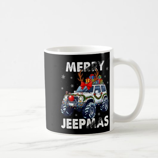 Merry Jeepmas Ugly Light Reindeer Christmas  コーヒーマグカップ (右)