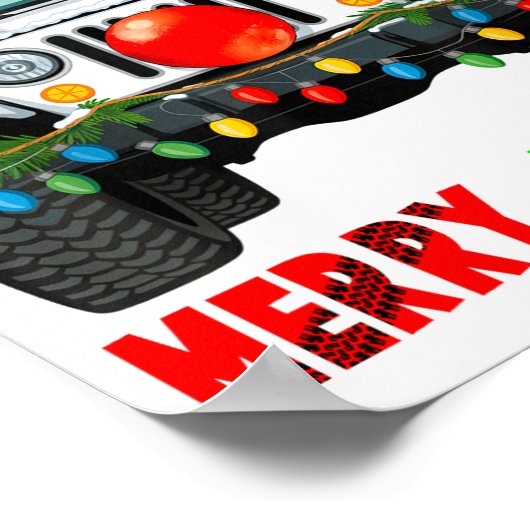 Merry Jeepmas Ugly Light Reindeer Christmas  ポスター (角)