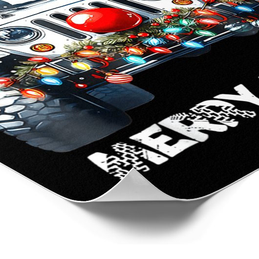 Merry Jeepmas Ugly Light Reindeer Christmas  ポスター (角)