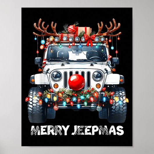 Merry Jeepmas Ugly Light Reindeer Christmas ポスター (正面)