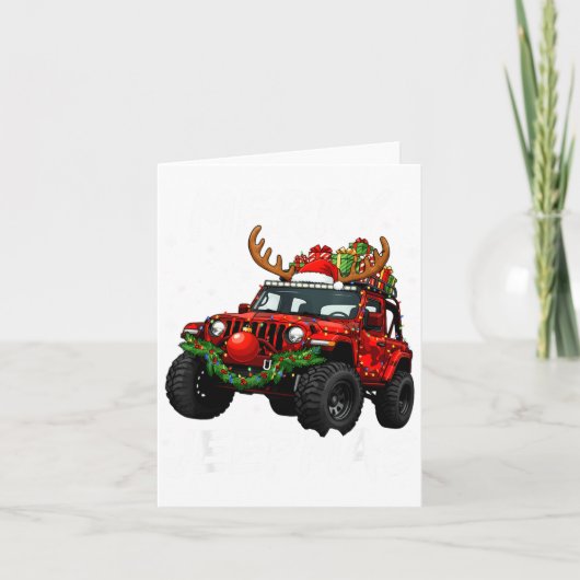 Merry Jeepmas Ugly Light Reindeer Christmas Funny カード (正面)