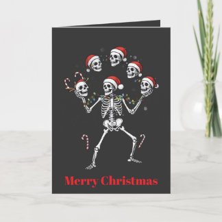 Merry, Juggling Skeleton Spreads Holiday Cheer カード