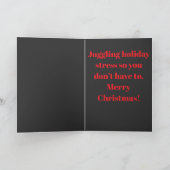 Merry, Juggling Skeleton Spreads Holiday Cheer カード (内部)