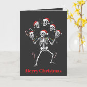 Merry, Juggling Skeleton Spreads Holiday Cheer カード (黄色い花)