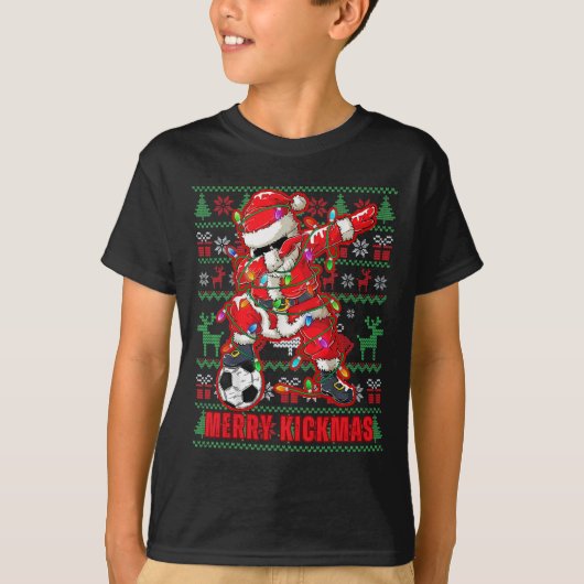 Merry Kickmas Christmas Soccer Ball Ugly Youth Swe Tシャツ (正面)