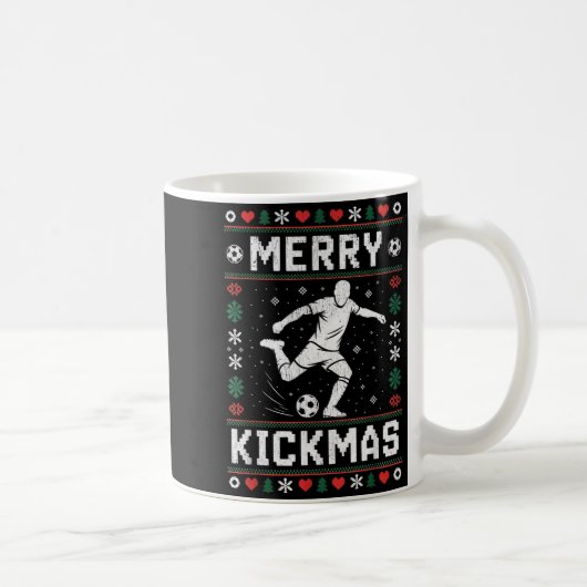 Merry Kickmas Funny Christmas Soccer Xmas  コーヒーマグカップ (右)
