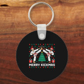 Merry Kickmas Funny Karate Jiu Jitsu Ugly Christma キーホルダー (正面)