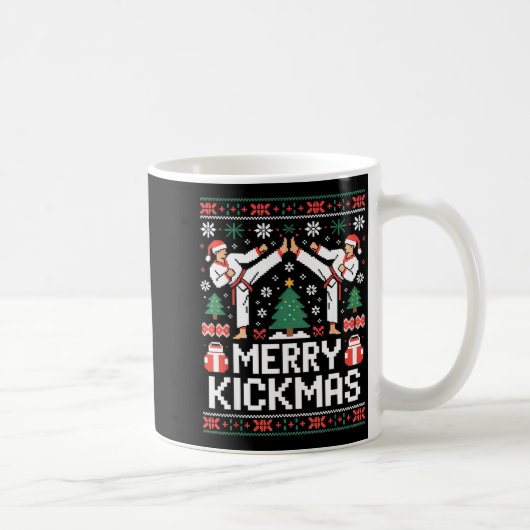 Merry Kickmas Karate Jiu Jitsu Ugly Christmas Desi コーヒーマグカップ (右)