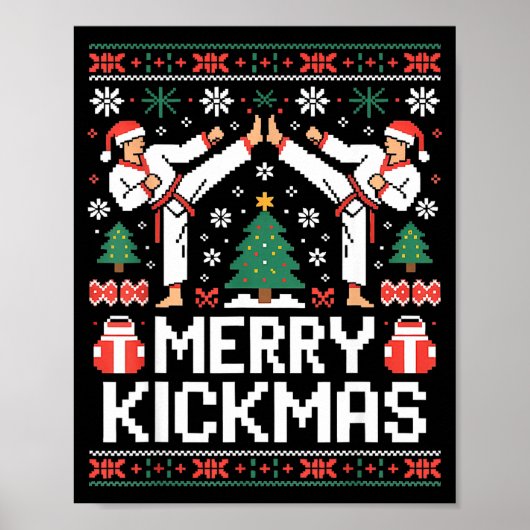 Merry Kickmas Karate Jiu Jitsu Ugly Christmas Desi ポスター (正面)