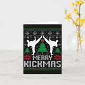 Merry Kickmas Karate Jiu Jitsu Ugly Christmas Xmas カード (黄色い花)