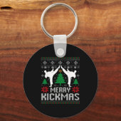 Merry Kickmas Karate Jiu Jitsu Ugly Christmas Xmas キーホルダー (正面)
