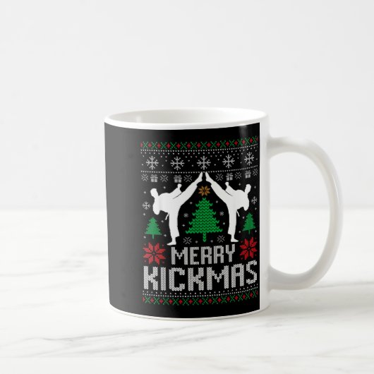 Merry Kickmas Karate Jiu Jitsu Ugly Christmas Xmas コーヒーマグカップ (右)