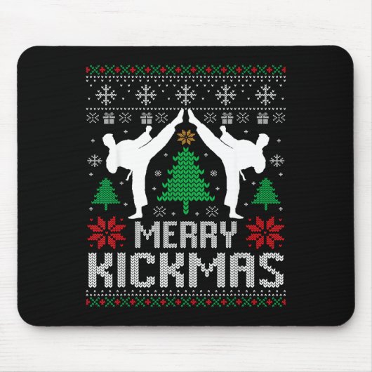 Merry Kickmas Karate Jiu Jitsu Ugly Christmas Xmas マウスパッド (正面)