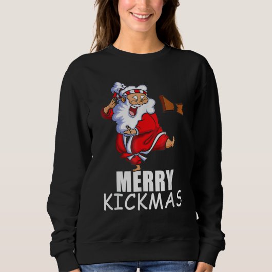 Merry Kickmas  Karate Santa Family Matching Pajama スウェットシャツ (正面)