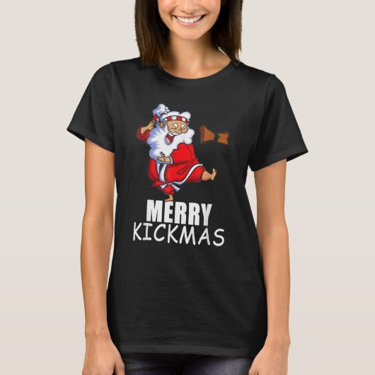 Merry Kickmas  Karate Santa Family Matching Pajama Tシャツ (正面)