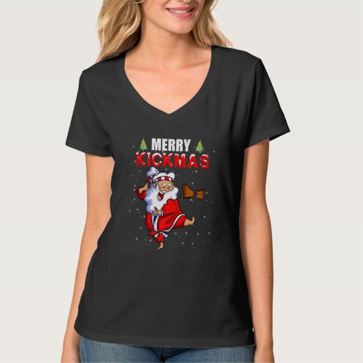 Merry Kickmas  Karate Santa Family Matching Pajama Tシャツ (正面)
