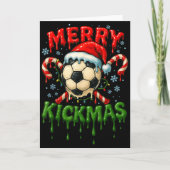 Merry Kickmas Soccer Christmas Candy Cane Ice Crea カード (正面)