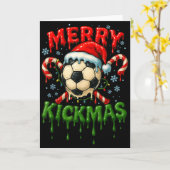 Merry Kickmas Soccer Christmas Candy Cane Ice Crea カード (黄色い花)