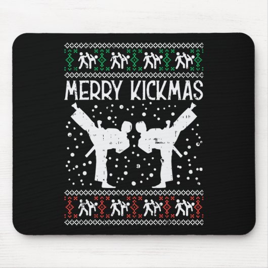 Merry Kickmas Ugly Christmas Karate Jiu Jitsu Mart マウスパッド (正面)