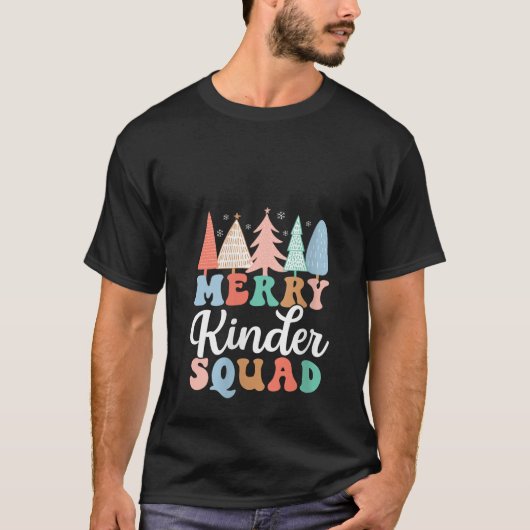 Merry Kinder Squad Kindergarten Teacher Kid Christ Tシャツ (正面)