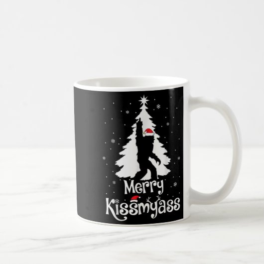 Merry Kissmy Funny Bigfoot Yeti Sasquatch Christma コーヒーマグカップ (右)