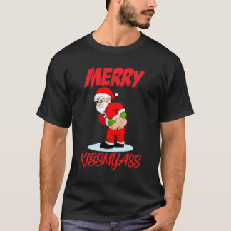 Merry Kissmyass Christmas Rebel Funny Santa Claus  Tシャツ