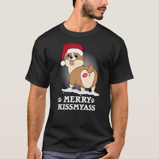 Merry KissMyAss Corgi Christmas Classic T-Shirt Tシャツ (正面)