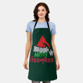 Merry Kissmyass Funny Christmas Apron エプロン (着用した状態)
