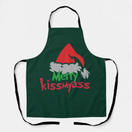 Merry Kissmyass Funny Christmas Apron エプロン