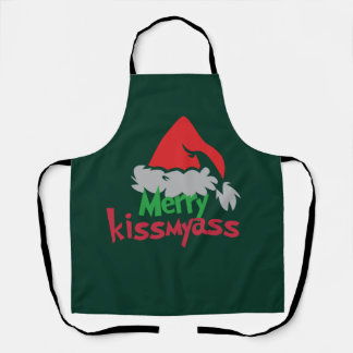 Merry Kissmyass Funny Christmas Apron エプロン