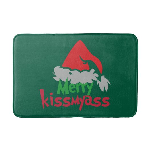 Merry Kissmyass Funny Christmas Bath Mat バスマット (正面)