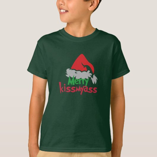 Merry Kissmyass Funny Christmas Kids’ T-Shirt Tシャツ (正面)