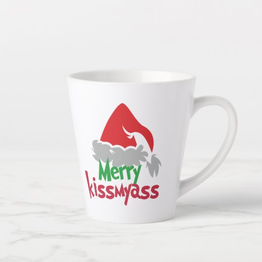 Merry Kissmyass Funny Christmas Latte Mug カフェラテマグ (右)