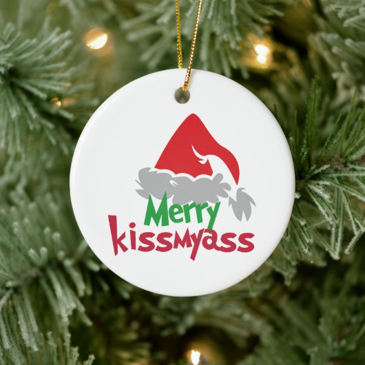 Merry Kissmyass Funny Christmas Ornament セラミックオーナメント (ツリー)
