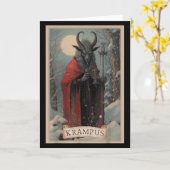 Merry Krampus Christmas Xmas Horror Ugly Sweater E カード (黄色い花)