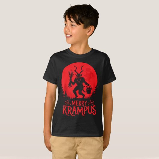 Merry Krampus Christmas Xmas Horror Ugly Sweater E Tシャツ (正面フル)