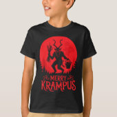 Merry Krampus Christmas Xmas Horror Ugly Sweater E Tシャツ (正面)