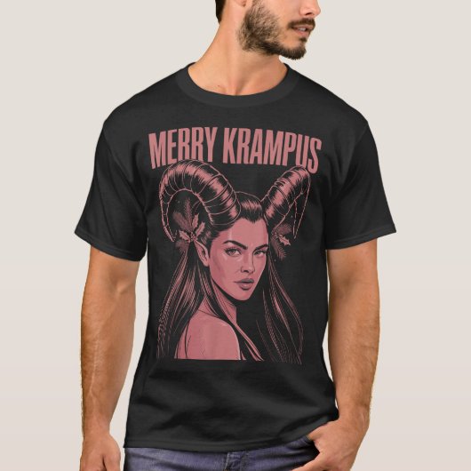 Merry Krampus Ironic Lilith Christmas Dark Feminin Tシャツ (正面)