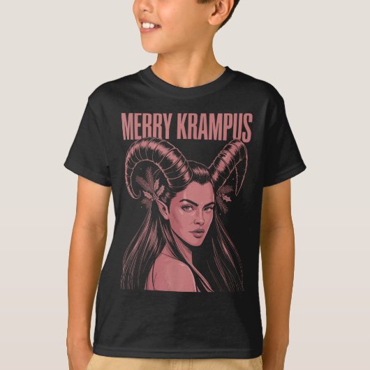 Merry Krampus Ironic Lilith Christmas Dark Feminin Tシャツ (正面)
