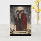 Merry Krampus Pajama Funny Christmas Horror Ugly S カード (黄色い花)