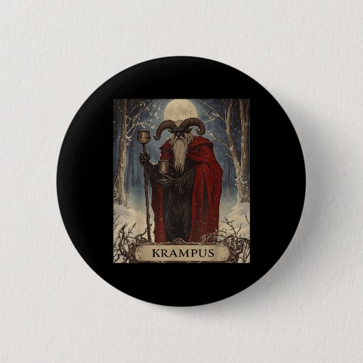 Merry Krampus Pajama Funny Christmas Horror Ugly S 缶バッジ (正面)