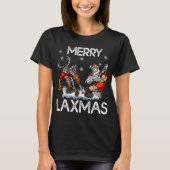 Merry LAXMAS Ugly Christmas Lacrosse Santa Reindee Tシャツ (正面)