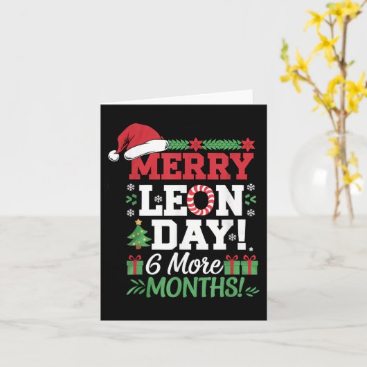 Merry Leon Day Noel Backwards Funny Christmas Coun カード (黄色い花)