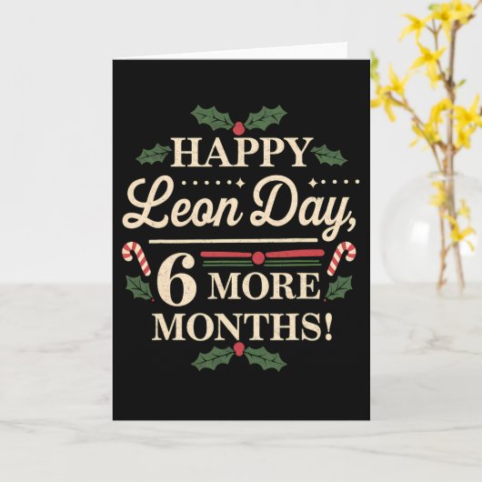 Merry Leon Day Noel Ckwards Funny Christmas Countd カード (黄色い花)