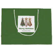 Merry Leopard Christmas Tree Gift Bag Custom Name ラージペーパーバッグ (裏面)