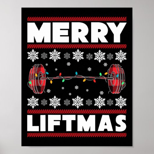 Merry Liftmas Fun Christmas Gym Workout Fitness Gi ポスター (正面)