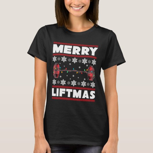 Merry Liftmas Fun Christmas Gym Workout Fitness Gi Tシャツ (正面)